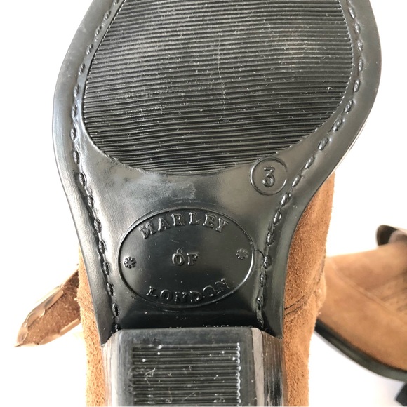 Marley of London Brown Suede Metal Snip Toe Booties (RARE Vintage) - Picture 9 of 12